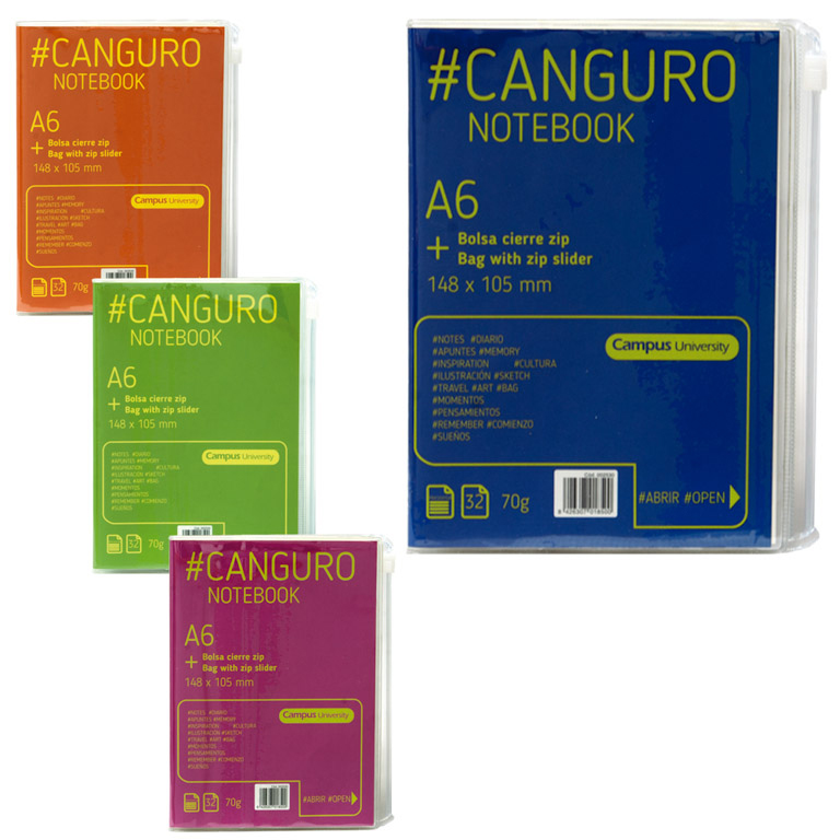 LIBRETA CANGURO CAMPUS UNIVERSITY A6 32 HOJAS 70 GRAMOS HORIZONTAL