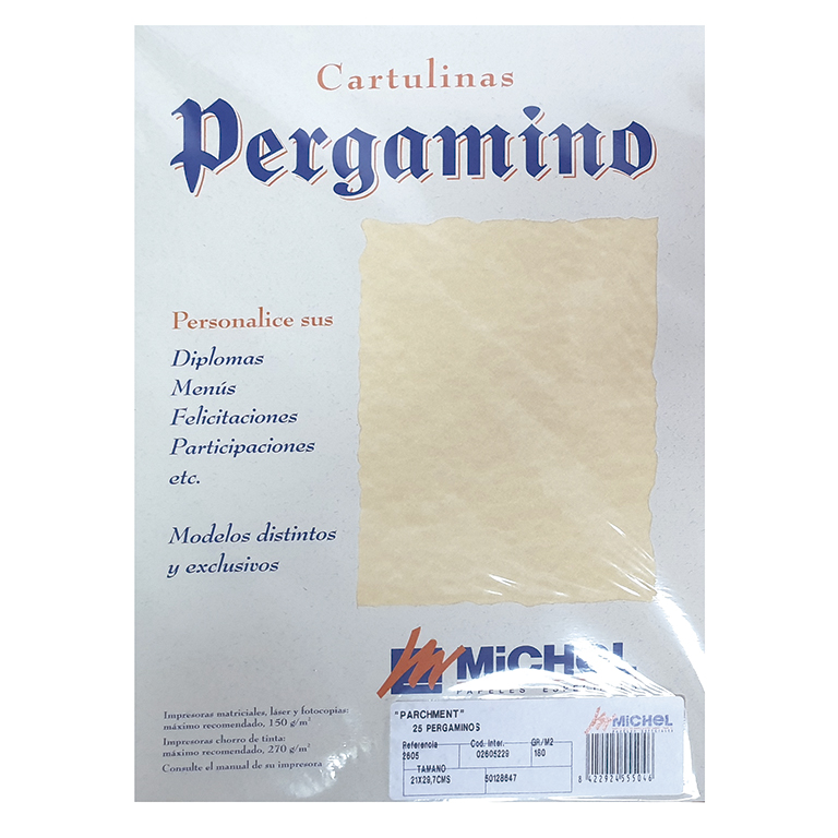 PAPEL PERGAMINO A4 PARCHMENT 150 GRAMOS PAQUETE 25 HOJAS COLOR OCRE
