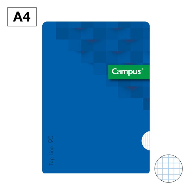 LIBRETA GRAPADA TAPA POLIPROPILENO CAMPUS AZUL A5+ 48 HOJAS 90 GRAMOS CUADRICULA 4MM