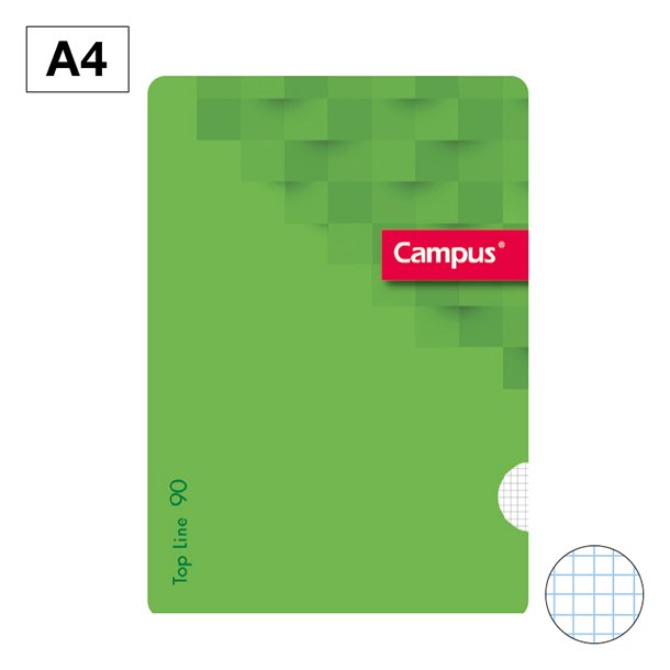 LIBRETA GRAPADA TAPA POLIPROPILENO CAMPUS VERDE A5+ 48 HOJAS 90 GRAMOS CUADRICULA 4MM