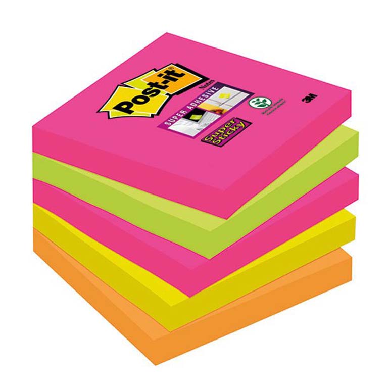 BLOC NOTAS ADHESIVAS QUITA Y PON POST-IT 76MMX76MM CAPE TOWN 450 HOJAS