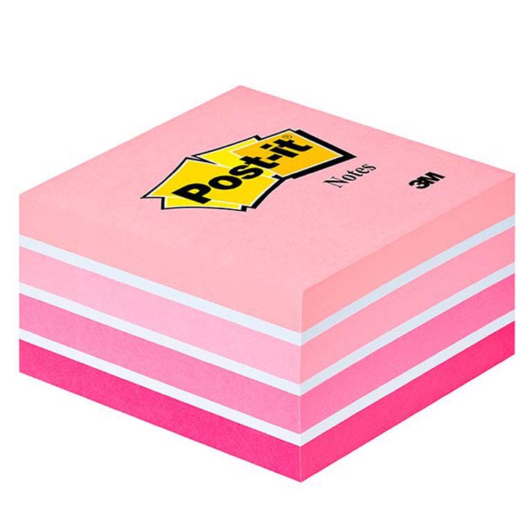 BLOC NOTAS ADHESIVAS QUITA Y PON POST-IT 76MMX76MM ROSA PASTEL 450 HOJAS