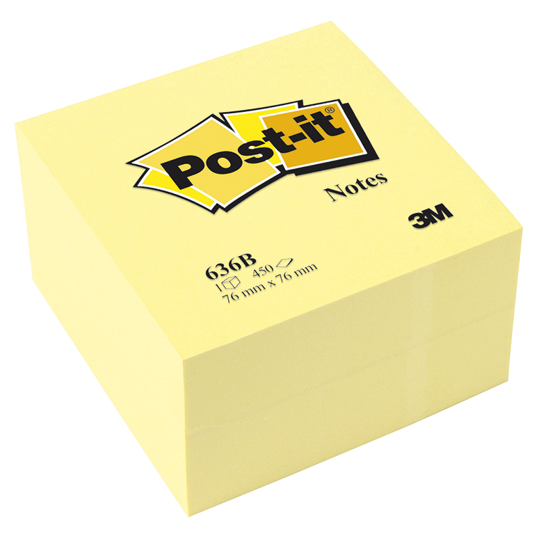 BLOC NOTAS ADHESIVAS QUITA Y PON POST-IT 76MMX76MM AMARILLAS 450 HOJAS