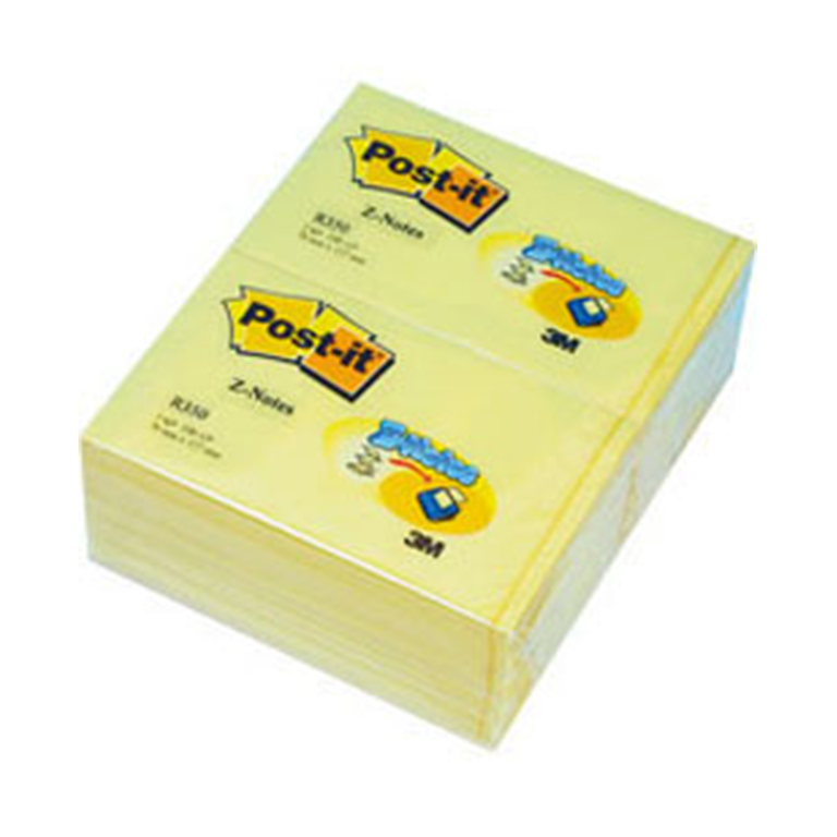 BLOC NOTAS ADHESIVAS QUITA Y PON Z-NOTES POST-IT 76MMX127MM AMARILLAS 100 HOJAS