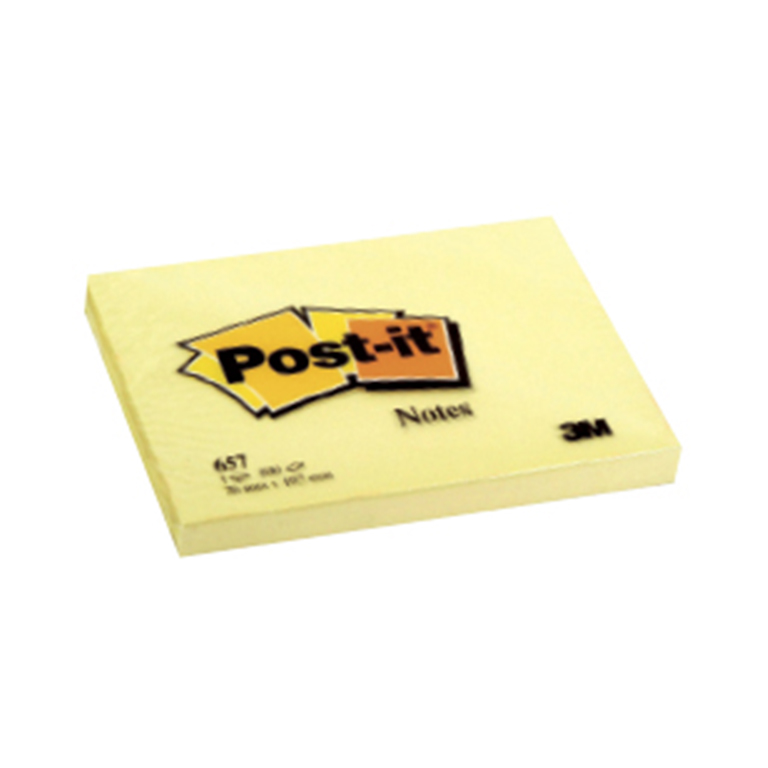 BLOC NOTAS ADHESIVAS QUITA Y PON POST-IT 76MMX102MM AMARILLAS 100 HOJAS
