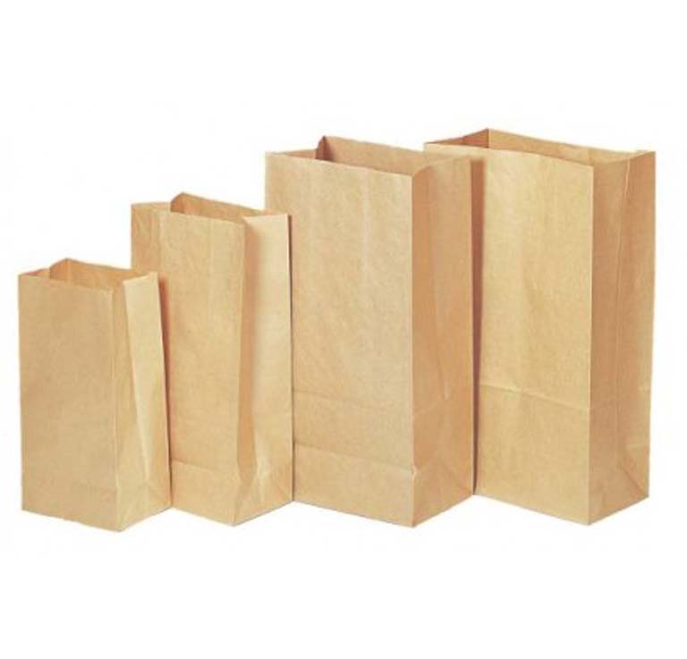 BOLSA PAPEL KRAFT 15X5X21 CON FUELLE PAQUETE 100 UNIDADES