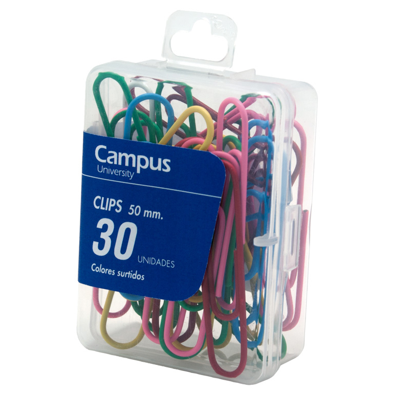 CLIPS CAMPUS UNIVERSITY LABIADOS DE COLORES 50 MM CAJA 30 UNIDADES