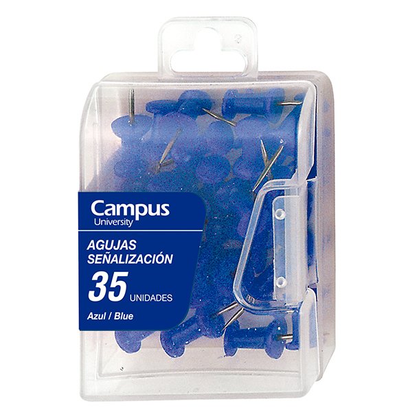 AGUJAS SEÑALIZADORAS CAMPUS UNIVERSITY COLOR AZUL CAJA 35 UNIDADES