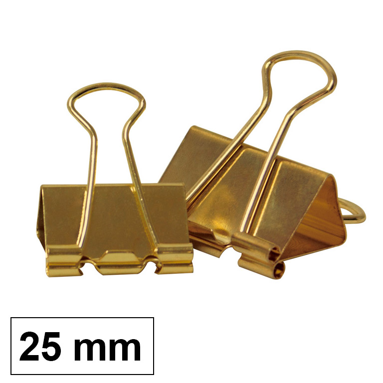 PINZA SUJETAPAPELES REVERSIBLE PLUS OFFICE METALICA DORADO 25 MM CAJA 12 UNIDADES