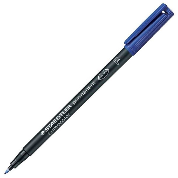 ROTULADOR MARCADOR PERMANENTE STAEDTLER COLOR AZUL LUMOCOLOR F 0,6 MM