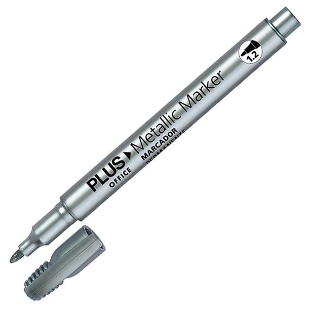 ROTULADOR MARCADOR ESPECIAL PLUS OFFICE METALLIC MARKER 1,2 MM. PLATA