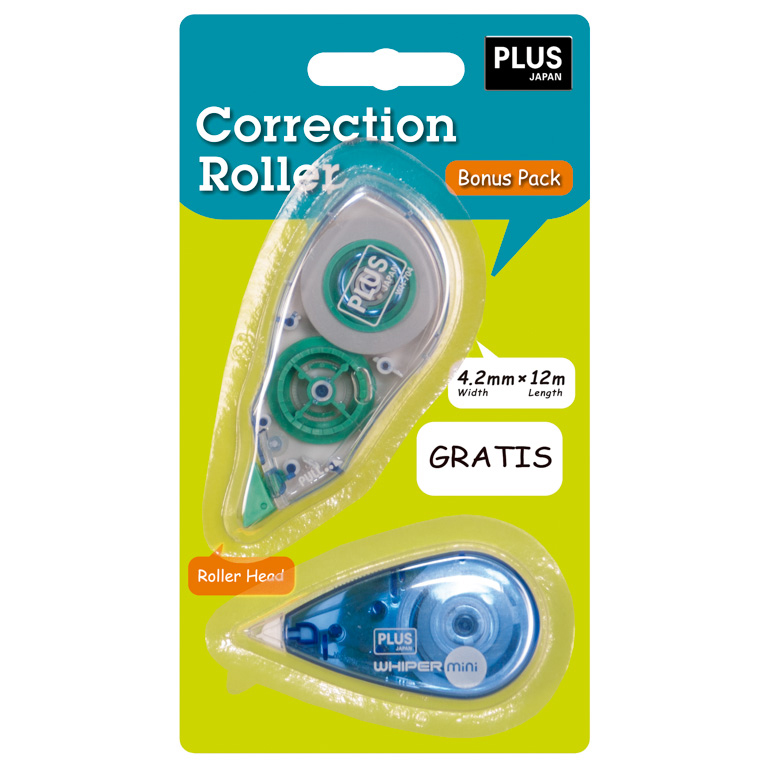 CORRECTOR EN CINTA PLUS TW 4,2MM X 12M + WHIPER MINI BLÍSTER 2 UNIDADES