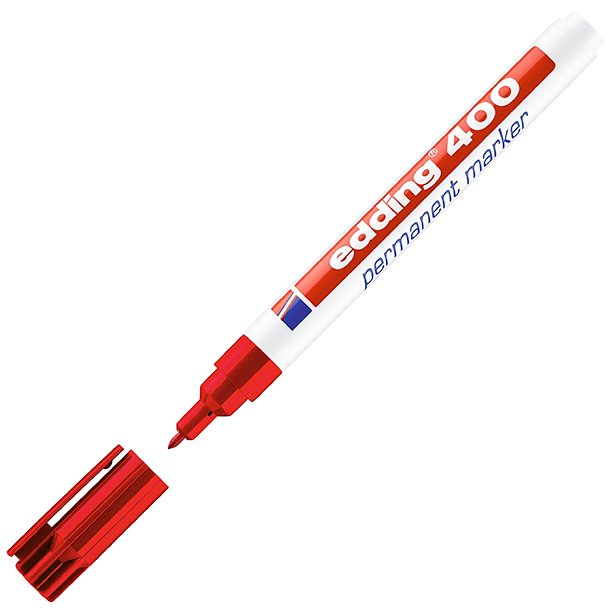 ROTULADOR MARCADOR PERMANENTE EDDING 400 PUNTA REDONDA COLOR ROJO 1 MM