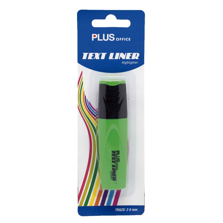 ROTULADOR MARCADOR FLUORESCENTE PLUS OFFICE TEXT LINER COLOR VERDE FLUOR BLÍSTER