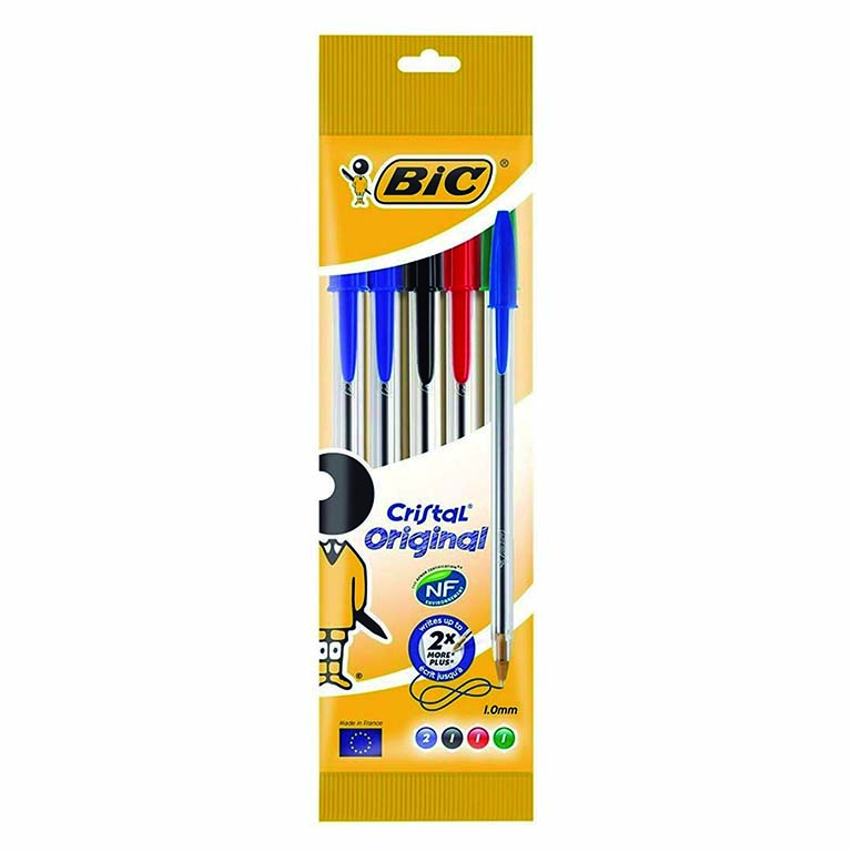 BOLÍGRAFO CAPUCHON BIC CRISTAL ORIGINAL BLÍSTER 5 COLORES SURTIDOS