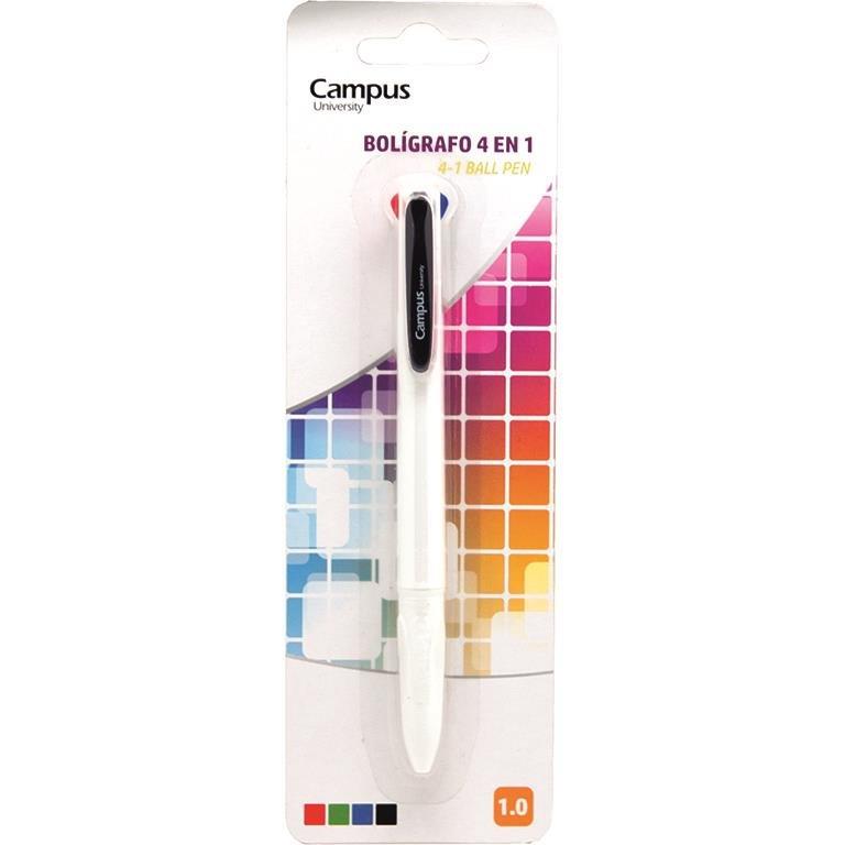 BOLÍGRAFO RETRACTIL CAMPUS UNIVERSITY 4 COLORES TINTA ACEITE BLÍSTER