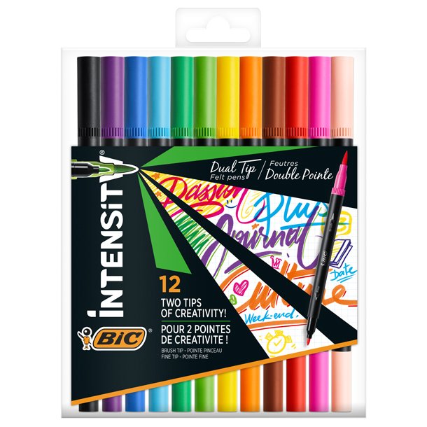 ROTULADOR BIC INTENSITY DOBLE PUNTA 12 COLORES VIVOS
