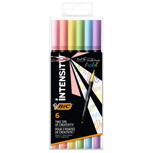 ROTULADOR BIC INTENSITY DOBLE PUNTA 6 COLORES PASTEL
