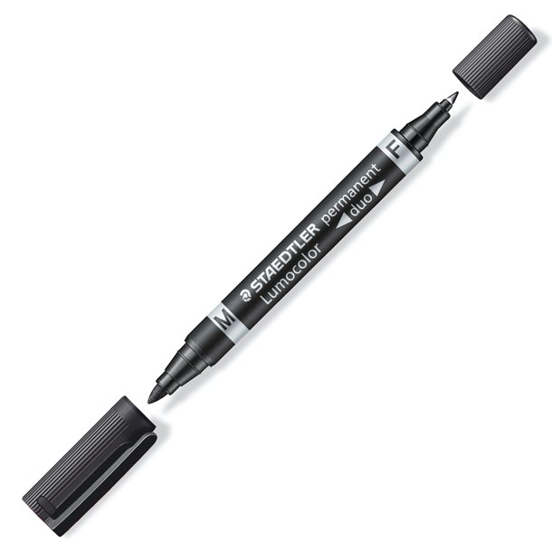 ROTULADOR PERMANENTE STAEDTLER LUMOCOLOR DOBLE PUNTA NEGRO
