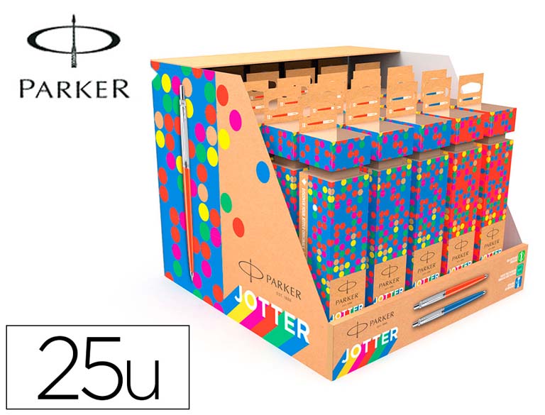 BOLIGRAFO PARKER JOTTER ORIGINALS CRACKER EXPOSITOR 25 UNIDADES SURTIDAS.