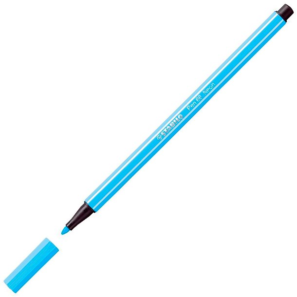 ROTULADOR STABILO PEN 68 PUNTA DE FIBRA ACUARELABLE COLOR AZUL FLÚOR 1 MM