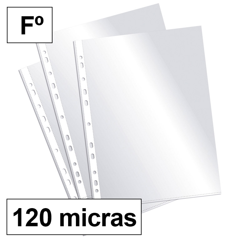 FUNDA MULTITALADRO PLUS OFFICE FOLIO - CRISTAL 120 MICRAS CAJA 100 UNIDADES	