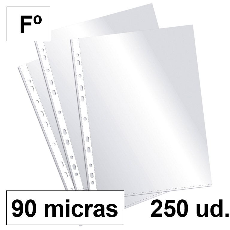 FUNDA MULTITALADRO PLUS OFFICE FOLIO - CRISTAL 90 MICRAS BOLSA 10 UNIDADES
