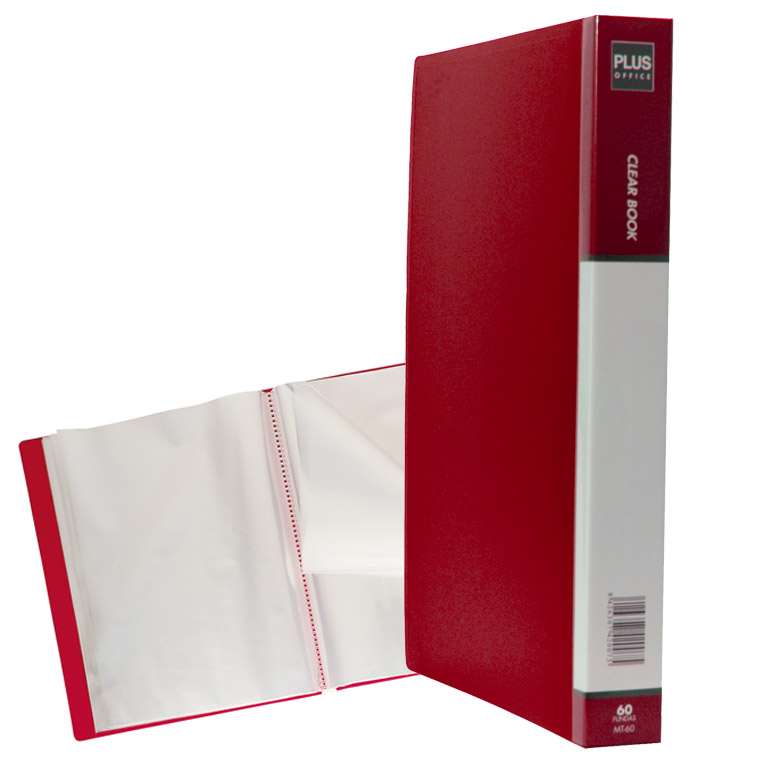 CARPETA PLUS OFFICE POLIPROPILENO RIGIDO 60 FUNDAS TRANSPARENTES POLIPROPILENO A4 COLOR ROJO