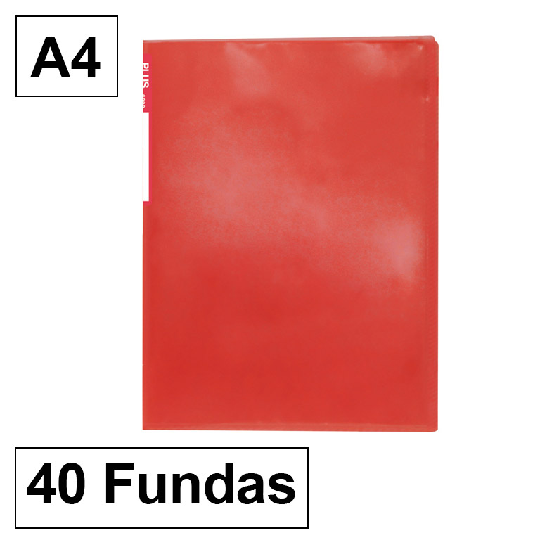 CARPETA PLUS OFFICE POLIPROPILENO SEMI RIGIDO 40 FUNDAS TRANSPARENTES POLIPROPILENO A4 COLOR ROJO