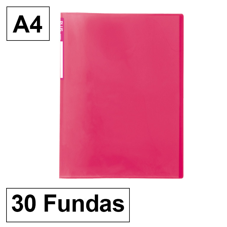 CARPETA PLUS OFFICE POLIPROPILENO SEMI RIGIDO 30 FUNDAS TRANSPARENTES POLIPROPILENO A4 COLOR ROSA