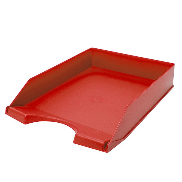 BANDEJA SOBREMESA PLASTICO PLUS OFFICE 256X348X66 MM COLOR ROJA OPACA	