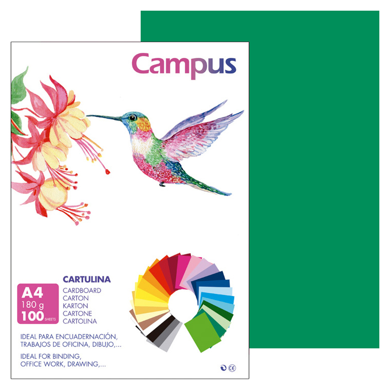 CARTULINA CAMPUS A4 210X297 MM 180 GRAMOS COLOR VERDE PINO