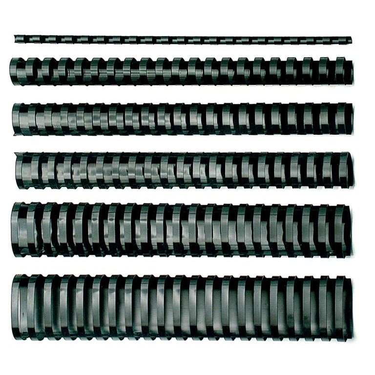 CANUTILLO PLASTICO REDONDO 8MM 45 HOJAS 100 UNIDADES COLOR NEGRO