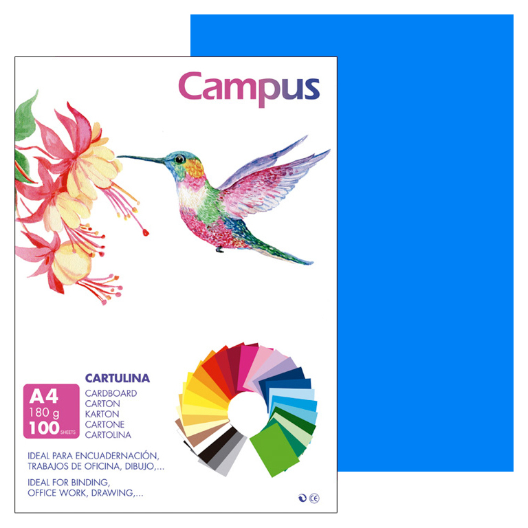 CARTULINA CAMPUS A4 210X297 MM 180 GRAMOS COLOR AZUL MALDIVAS