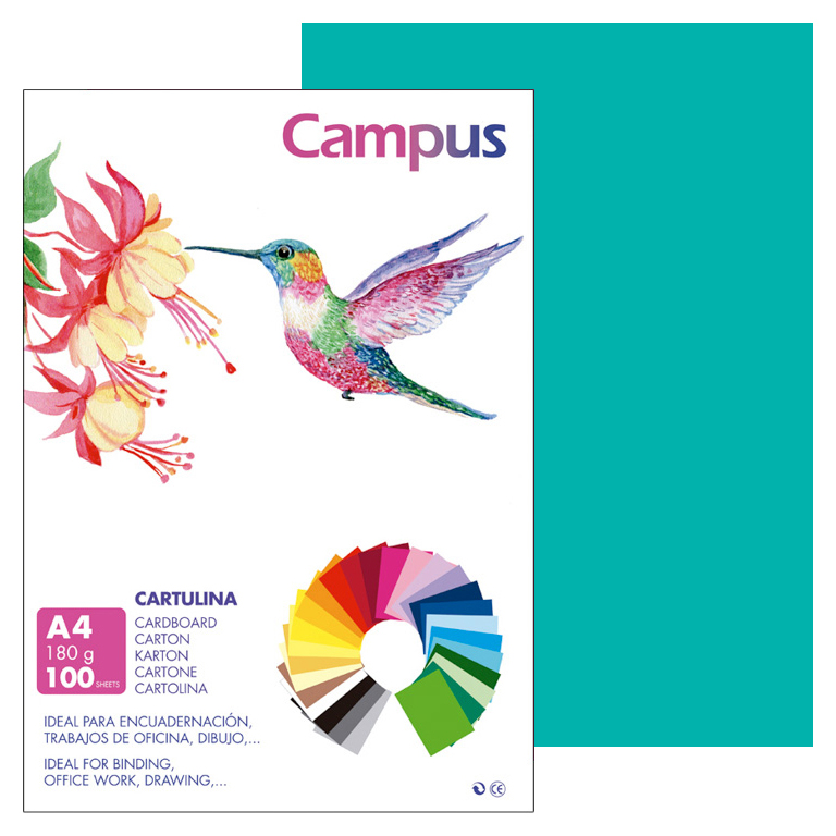 CARTULINA CAMPUS A4 210X297 MM 180 GRAMOS COLOR VERDE MENTA