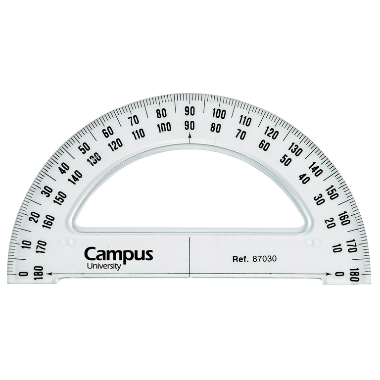 TRANSPORTADOR SEMICÍRCULO CAMPUS UNIVERSITY PLÁSTICO 13 CM.