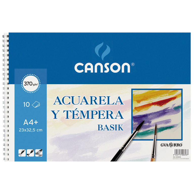 BLOC ACUARELA CANSON GUARRO BASIK A3+ 325X460 MM ESPIRAL 10 HOJAS 370 GRAMOS