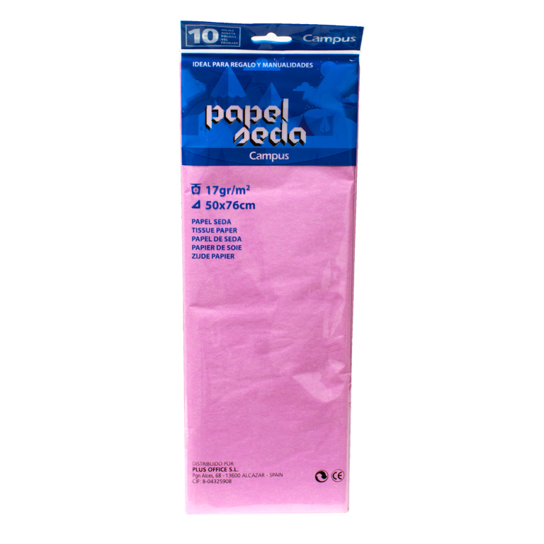 PAPEL DE SEDA CAMPUS COLLEGE 50X76 CM ROSA OSCURO BOLSA 10 HOJAS DOBLADAS	