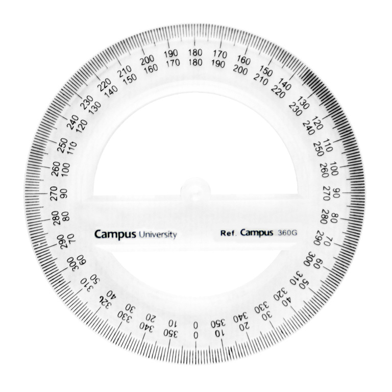 TRANSPORTADOR CÍRCULO COMPLETO CAMPUS UNIVERSITY PLÁSTICO 12 CM.