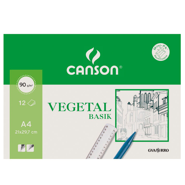 LAMINA PAPEL VEGETAL CANSON A4 12 HOJAS 95 GRAMOS