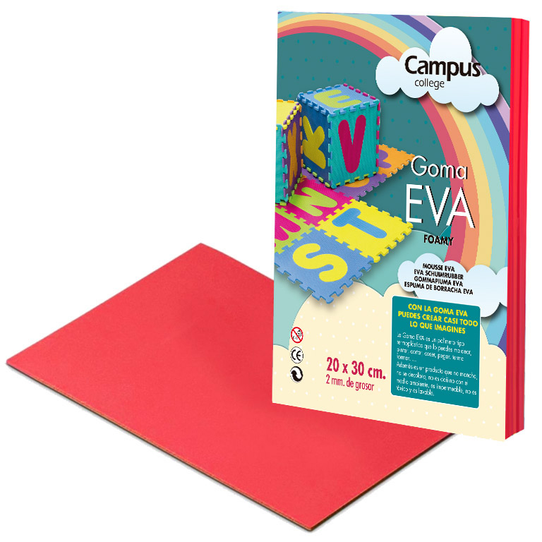 GOMA EVA CAMPUS COLLEGE 2MM COLOR ROJO 200X300 MM