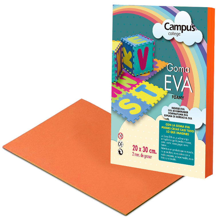 GOMA EVA CAMPUS COLLEGE 2MM COLOR NARANJA 200X300 MM