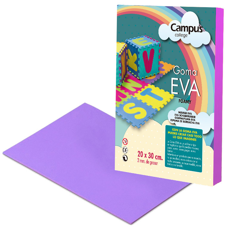 GOMA EVA CAMPUS COLLEGE 2MM COLOR MORADO 200X300 MM