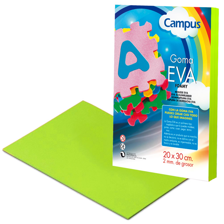 GOMA EVA CAMPUS COLLEGE 2MM COLOR VERDE MANZANA 200X300 MM