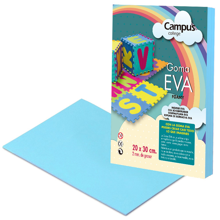 GOMA EVA CAMPUS COLLEGE 2MM COLOR AZUL CLARO 200X300 MM