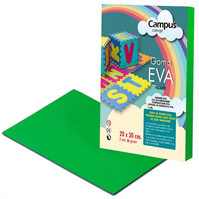 GOMA EVA CAMPUS COLLEGE 2MM COLOR VERDE OSCURO 200X300 MM