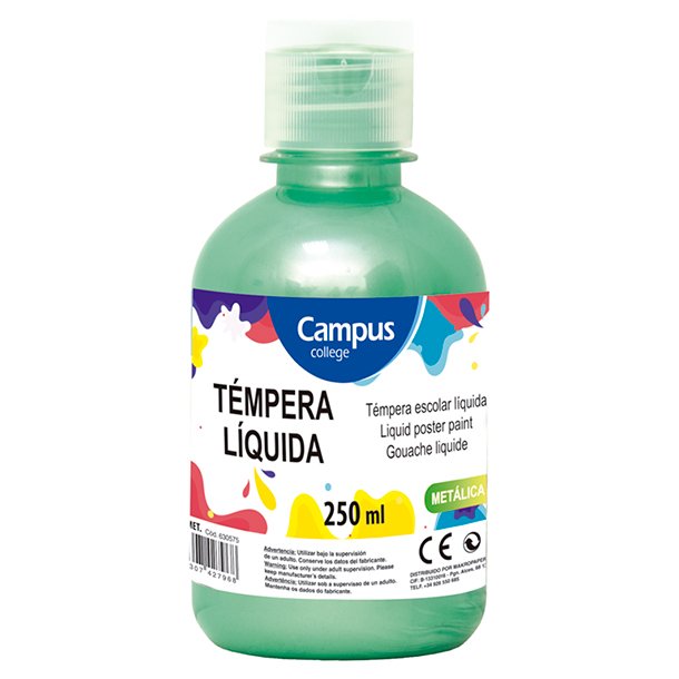 TÉMPERA LIQUIDA CAMPUS COLLEGE BOTE 250ML COLOR VERDE METALIZADO 