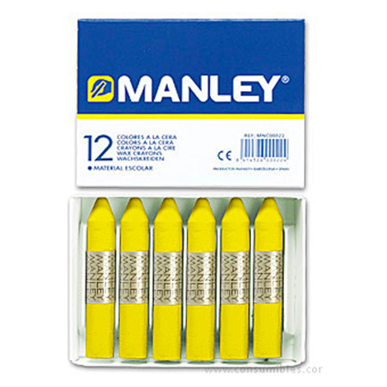 CERAS BLANDAS MANLEY AMARILLO LIMÓN 12 UNIDADES UNICOLOR