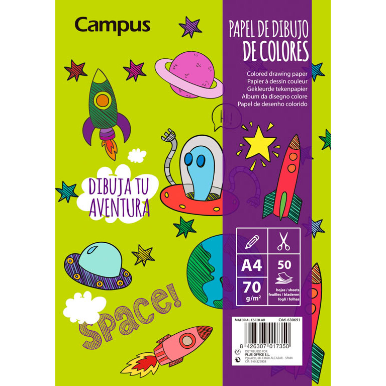 BLOC DE DIBUJO CAMPUS COLLEGE A4 210X297 MM 50 HOJAS 70 GRAMOS COLORES