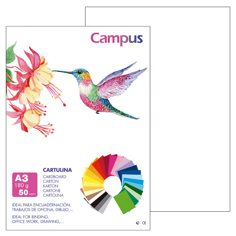 CARTULINA CAMPUS A3 297X420 MM 180 GRAMOS COLOR BLANCO